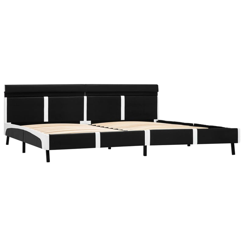 vidaXL fekete műbőr ágykeret LED csíkkal 180 x 200 cm
