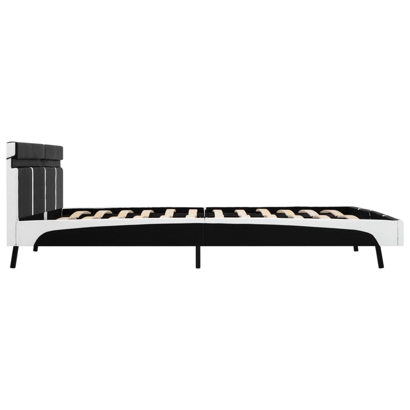 vidaXL fekete műbőr ágykeret LED csíkkal 180 x 200 cm