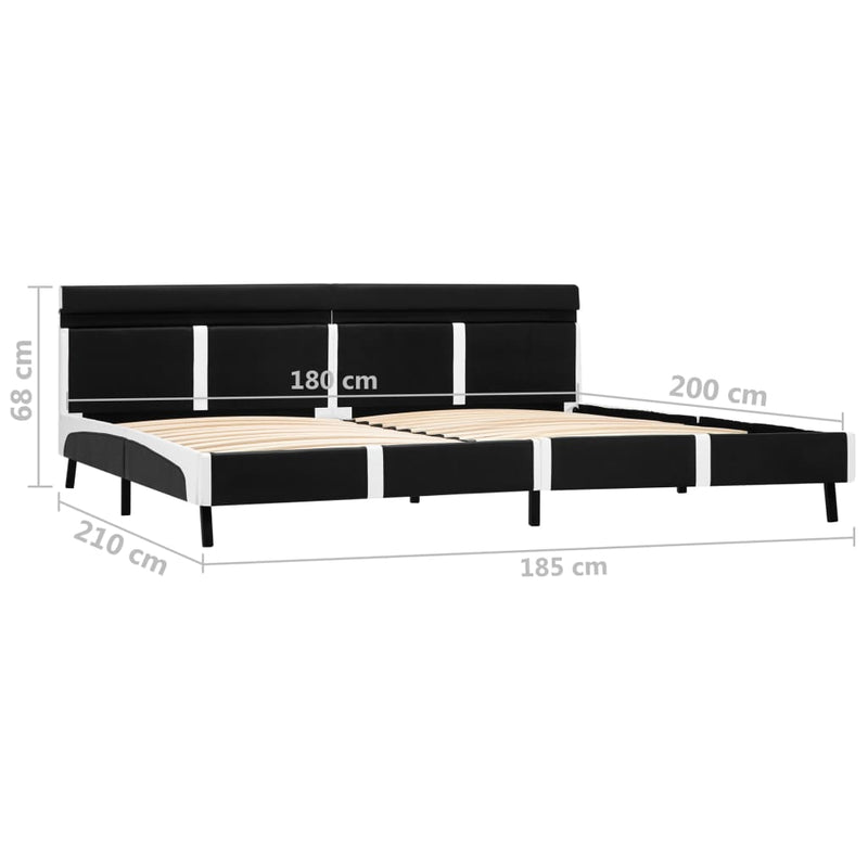 vidaXL fekete műbőr ágykeret LED csíkkal 180 x 200 cm