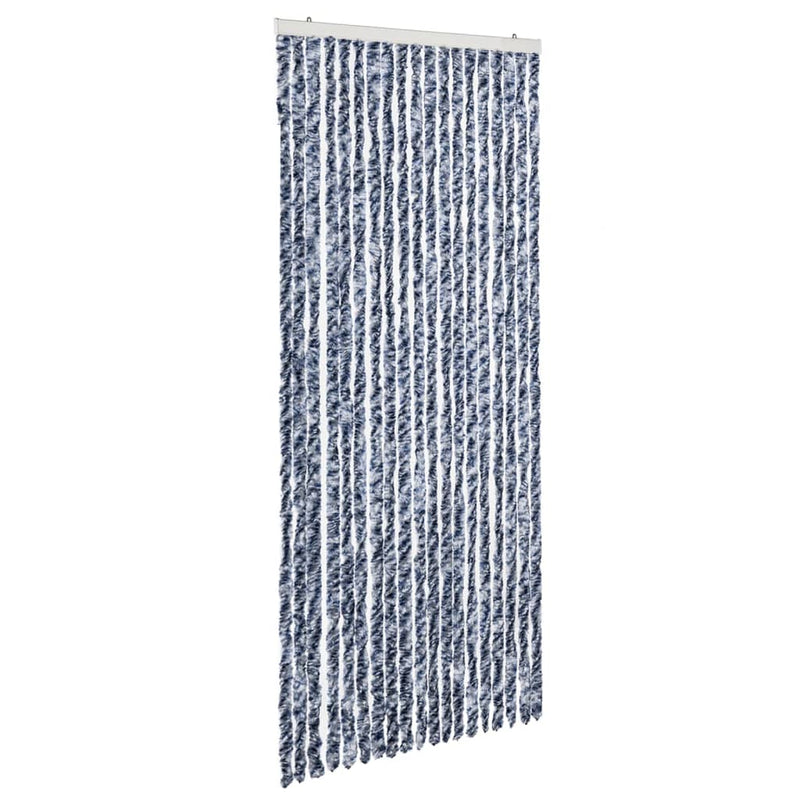 vidaXL kék, fehér és ezüstszínű zsenília rovarfüggöny 56 x 185 cm