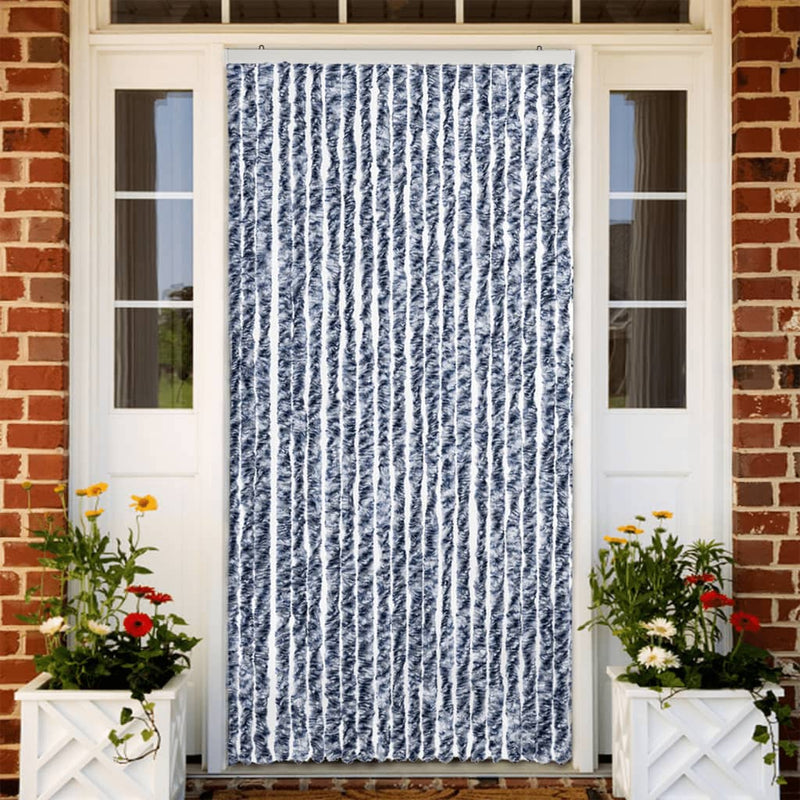 vidaXL kék, fehér és ezüstszínű zsenília rovarfüggöny 90 x 220 cm