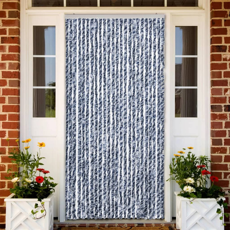 vidaXL kék, fehér és ezüstszínű zsenília rovarfüggöny 100 x 220 cm