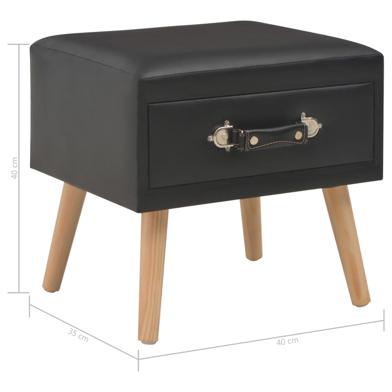 vidaXL 2 db fekete műbőr éjjeliszekrény 40 x 35 x 40 cm