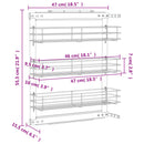 vidaXL ezüstszínű 3 szintes kihúzható konyhai drótkosár 47x15,5x55,5cm