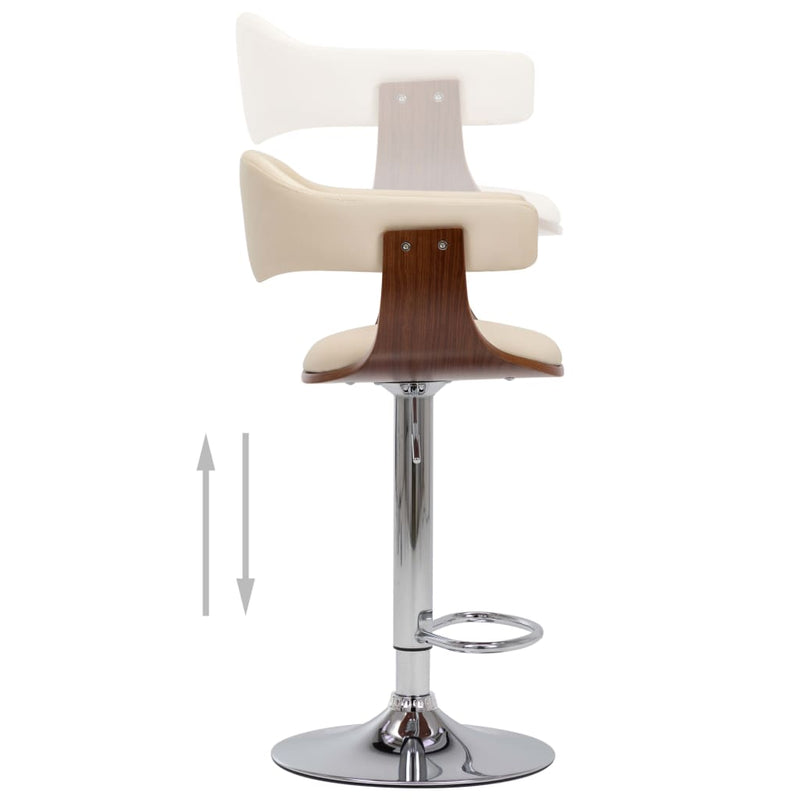 vidaXL 2 darab krémszínű hajlított fa és műbőr bárszék