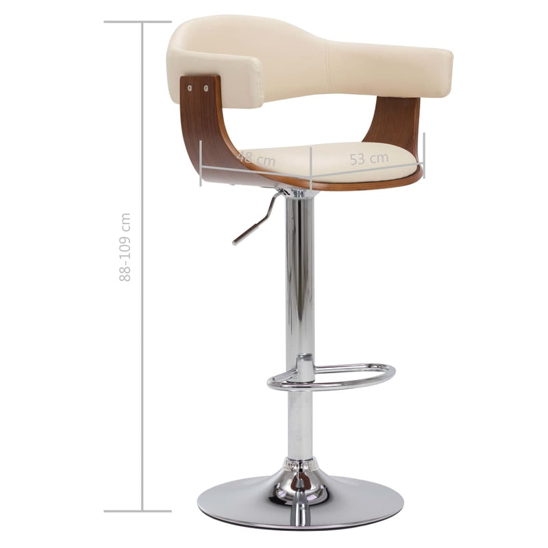 vidaXL 2 darab krémszínű hajlított fa és műbőr bárszék