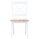 vidaXL 5 db fehér és barna tömör kaucsukfa étkezőszett