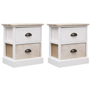 vidaXL 2 db fehér és természetes császárfa éjjeliszekrény 38x28x45 cm