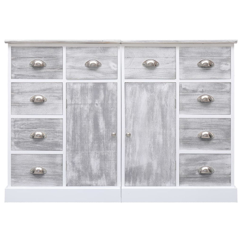 vidaXL 10 fiókos szürke fa tálalószekrény 113 x 30 x 79 cm