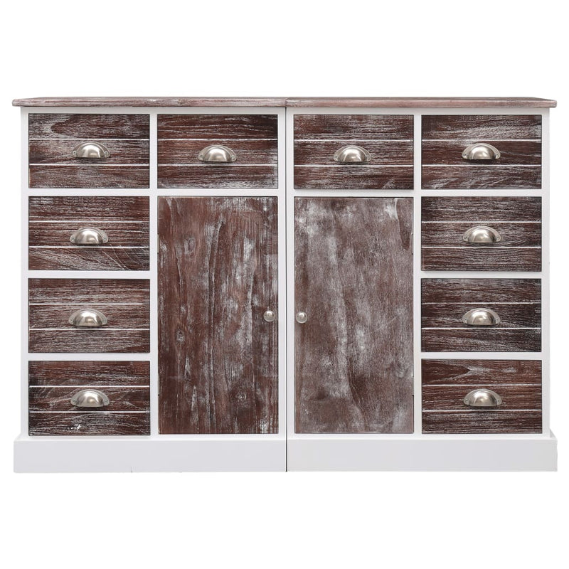 vidaXL 10-fiókos barna fa tálalószekrény 113 x 30 x 79 cm