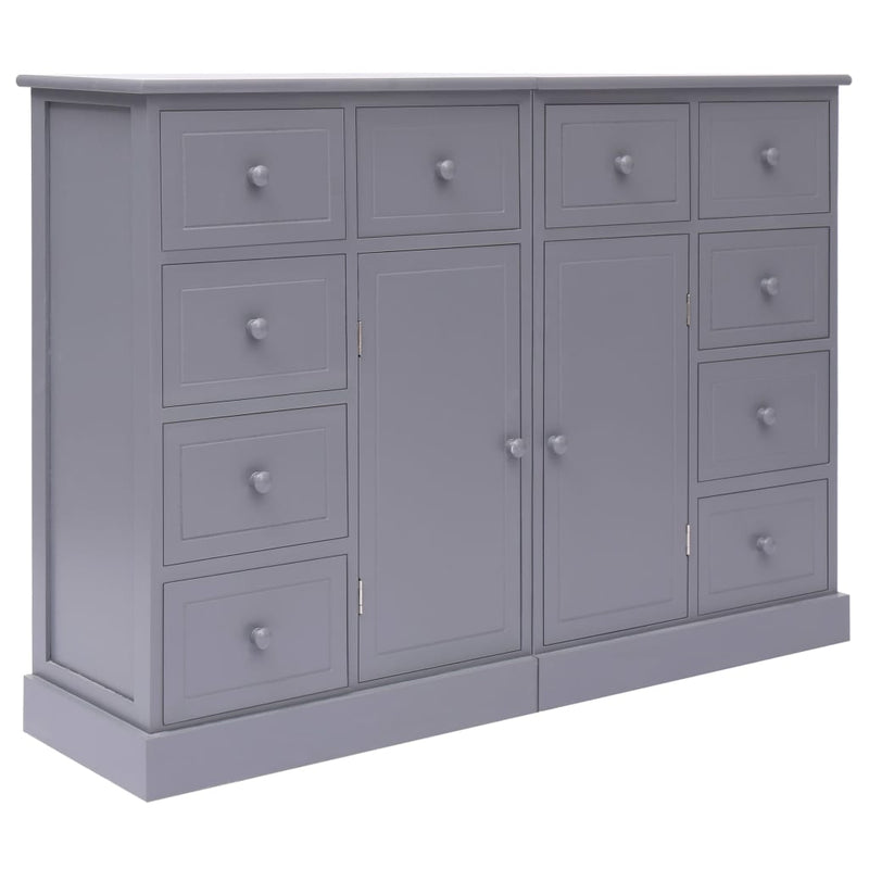 vidaXL 10 fiókos szürke fa tálalószekrény 113 x 30 x 79 cm
