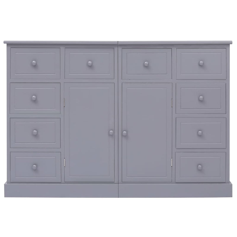 vidaXL 10 fiókos szürke fa tálalószekrény 113 x 30 x 79 cm