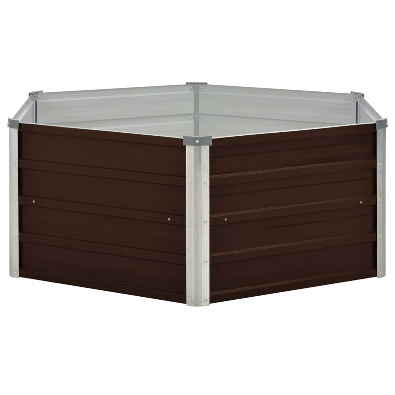 vidaXL barna kerti magaságyás horganyzott acélból 129 x 129 x 46 cm