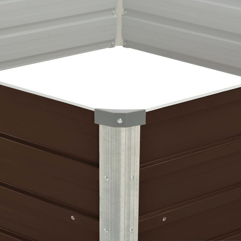 vidaXL barna kerti magaságyás horganyzott acélból 129 x 129 x 46 cm