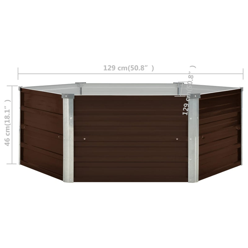 vidaXL barna kerti magaságyás horganyzott acélból 129 x 129 x 46 cm