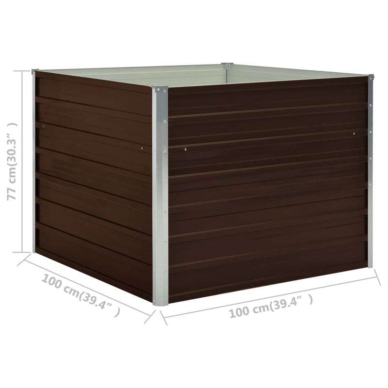 vidaXL barna kerti magaságyás horganyzott acélból 100 x 100 x 77 cm