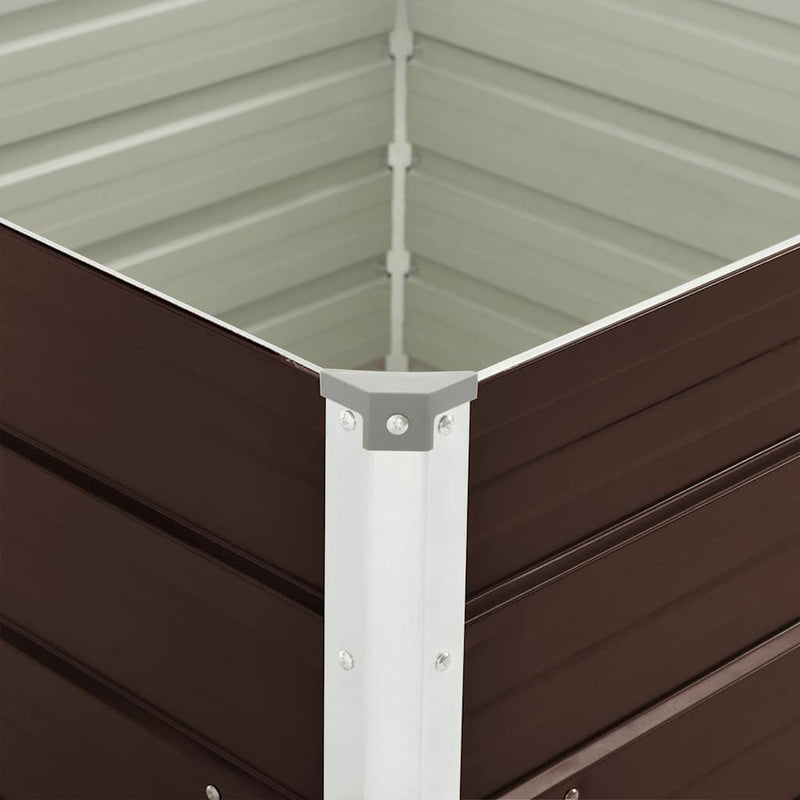 vidaXL barna kerti magaságyás horganyzott acélból 100 x 100 x 77 cm