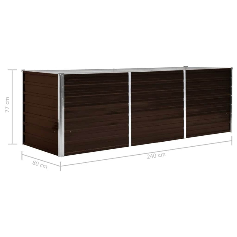 vidaXL barna horganyzott acél kerti magaságyás 240 x 80 x 77 cm