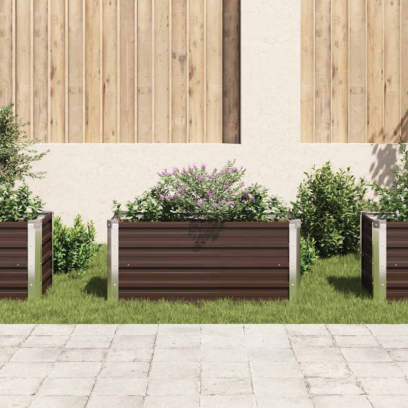 vidaXL barna horganyzott acél kerti magaságyás 100 x 40 x 45 cm