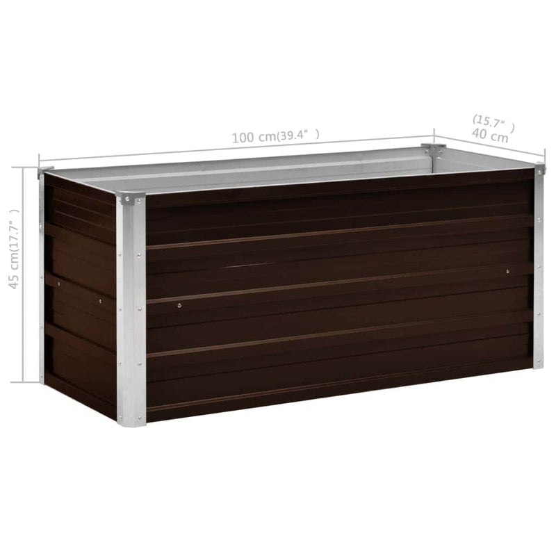 vidaXL barna horganyzott acél kerti magaságyás 100 x 40 x 45 cm