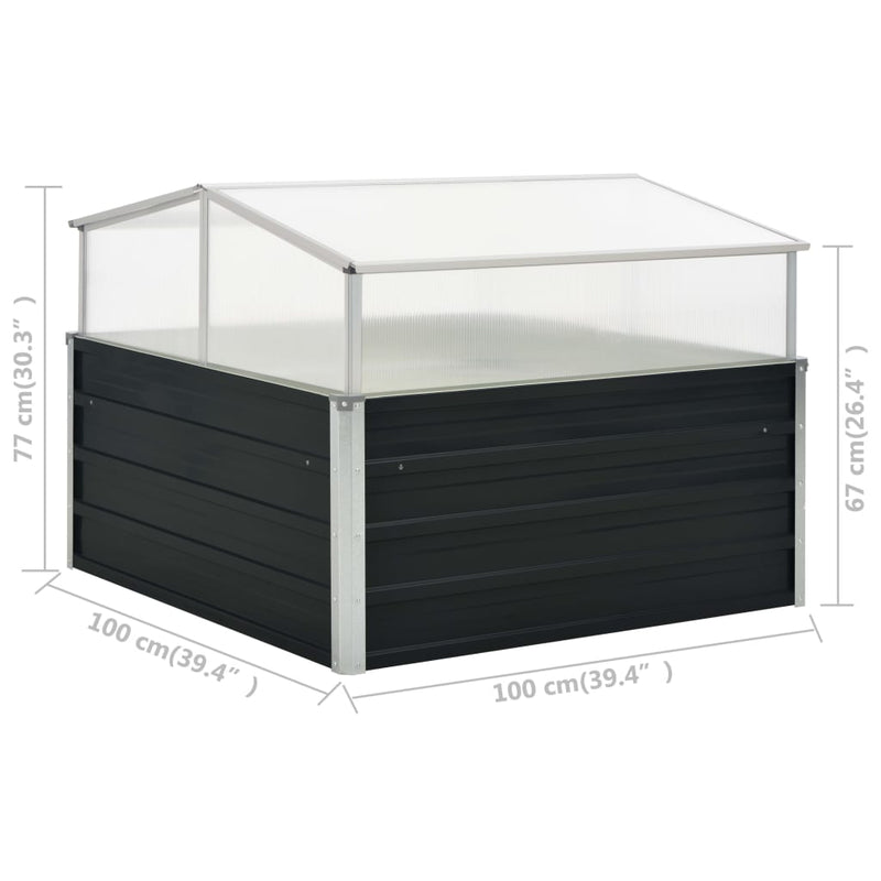 vidaXL antracitszürke horganyzott acél melegház 100 x 100 x 77 cm