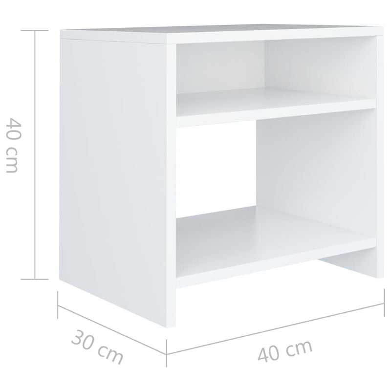 vidaXL 2 db fehér szerelt fa éjjeliszekrény 40 x 30 x 40 cm