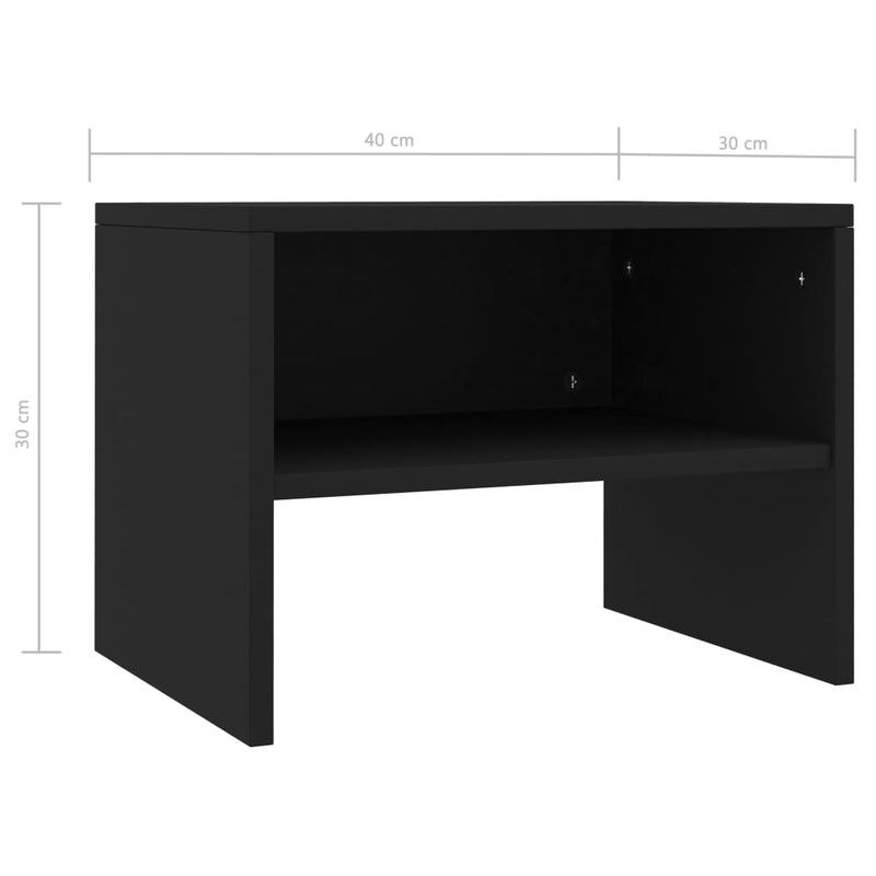 vidaXL 2 db fekete szerelt fa éjjeliszekrény 40 x 30 x 30 cm