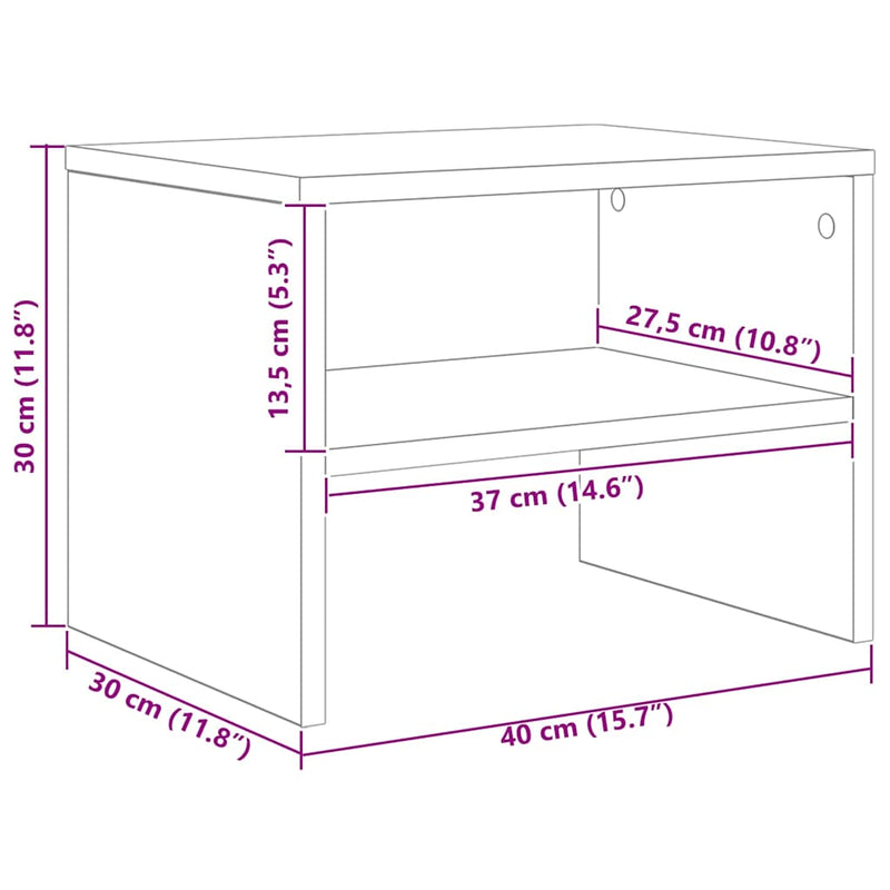 vidaXL betonszürke szerelt fa éjjeliszekrény 40 x 30 x 30 cm