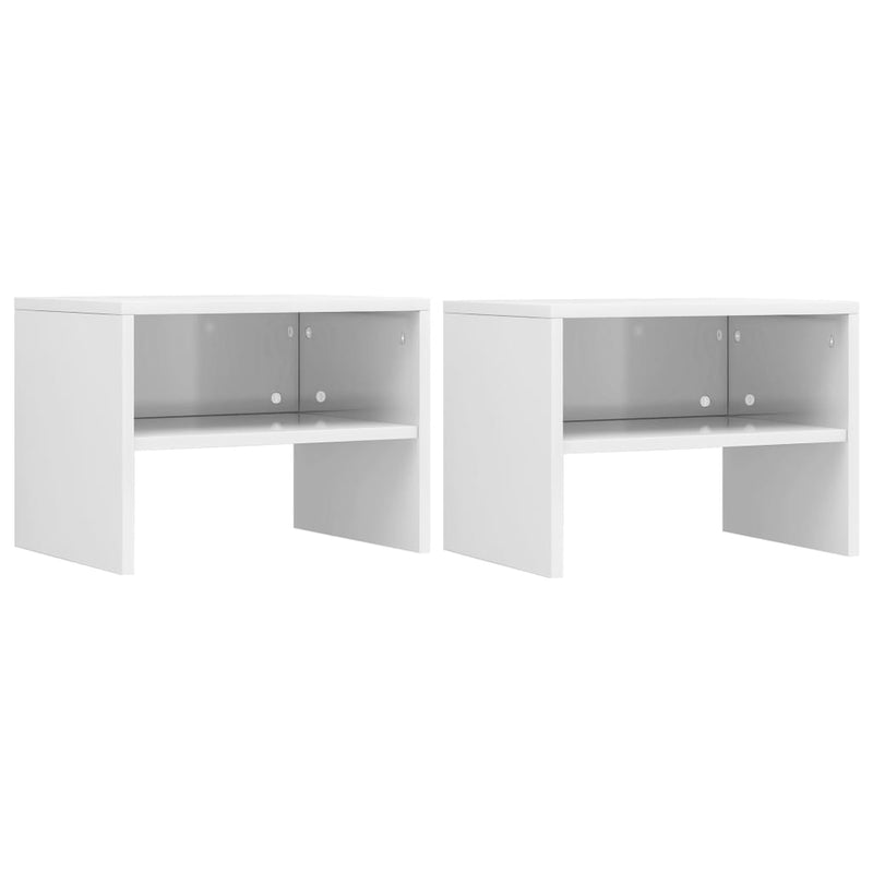 vidaXL 2 db magasfényű fehér szerelt fa éjjeliszekrény 40 x 30 x 30 cm