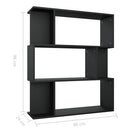 vidaXL fekete szerelt fa könyvszekrény/térelválasztó 80 x 24 x 96 cm