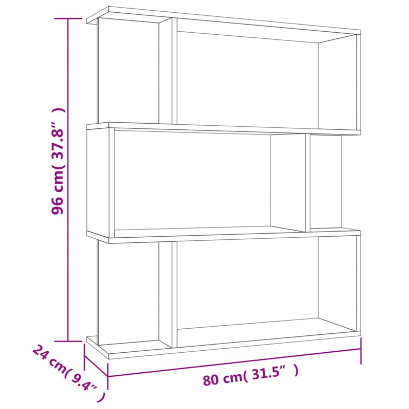 vidaXL betonszürke szerelt fa könyvszekrény/térelválasztó 80x24x96 cm