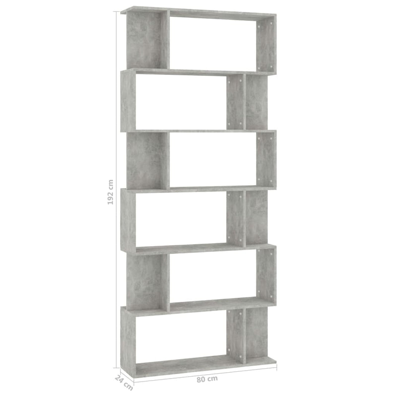 vidaXL betonszürke szerelt fa könyvszekrény/térelválasztó 80x24x192 cm