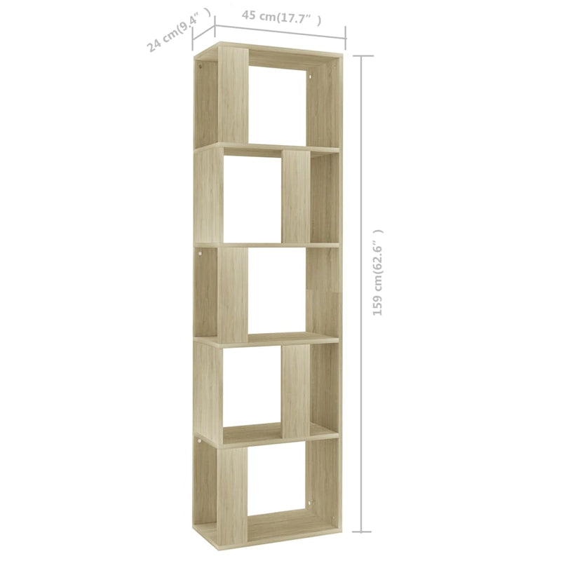 vidaXL sonoma tölgy szerelt fa könyvszekrény/térelválasztó 45x24x159cm