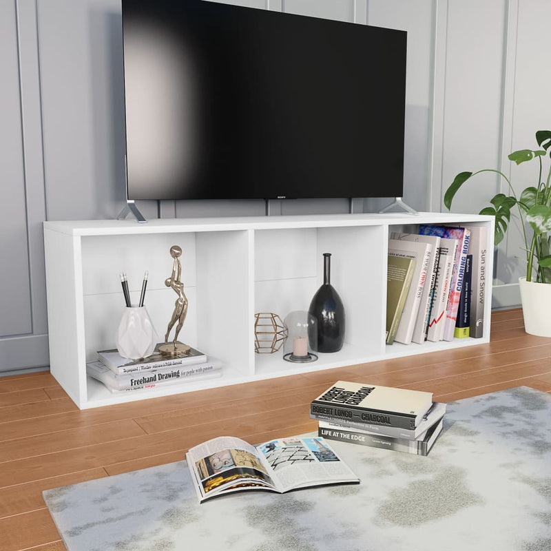 vidaXL fehér szerelt fa könyv-/TV-szekrény 36 x 30 x 114 cm