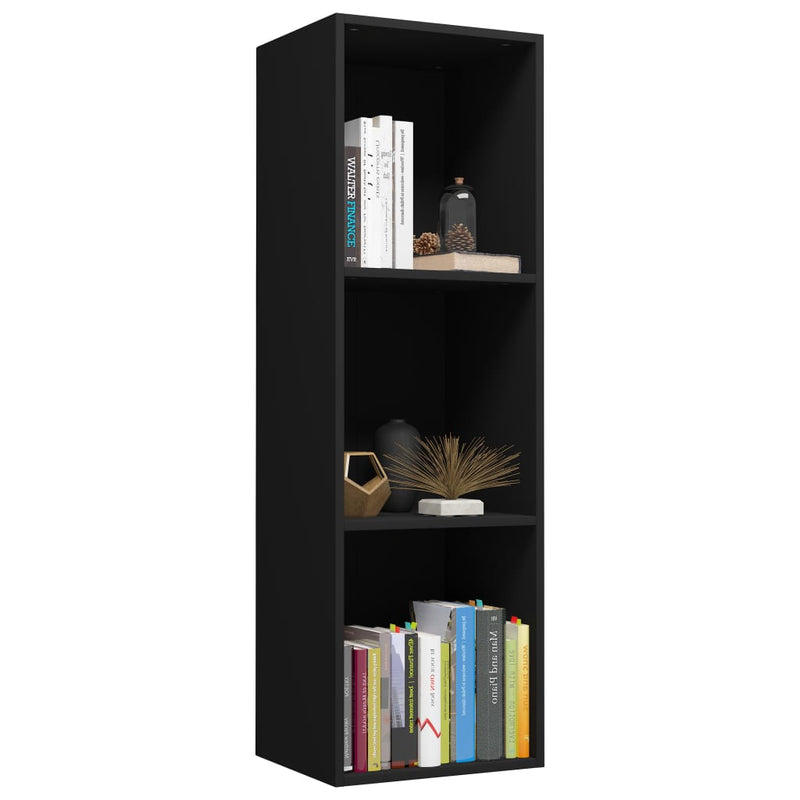 vidaXL fekete forgácslap könyv-/TV-szekrény 36 x 30 x 114 cm