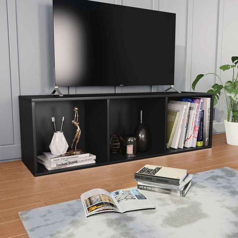 vidaXL fekete forgácslap könyv-/TV-szekrény 36 x 30 x 114 cm