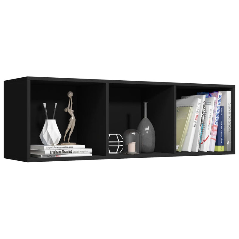vidaXL fekete forgácslap könyv-/TV-szekrény 36 x 30 x 114 cm