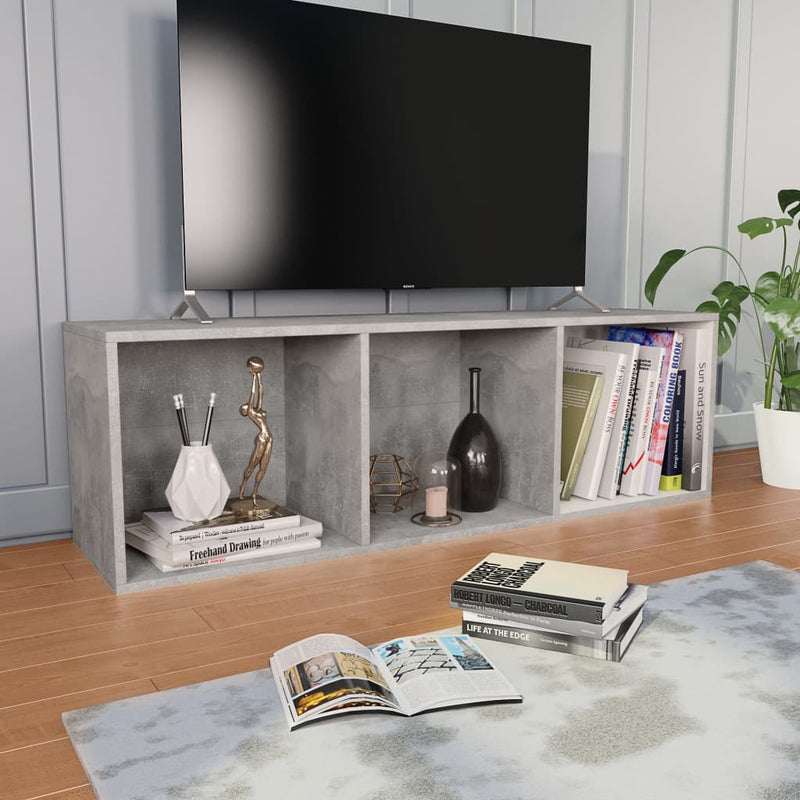 vidaXL betonszürke szerelt fa könyv-/TV-szekrény 36 x 30 x 114 cm