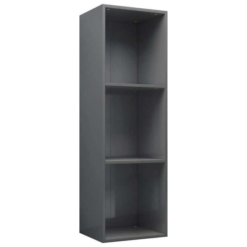 vidaXL magasfényű szürke szerelt fa könyv-/TV-szekrény 36x30x114 cm