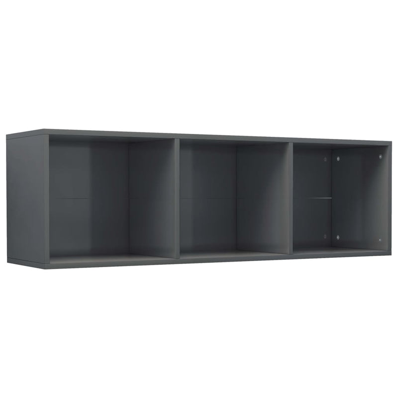 vidaXL magasfényű szürke szerelt fa könyv-/TV-szekrény 36x30x114 cm