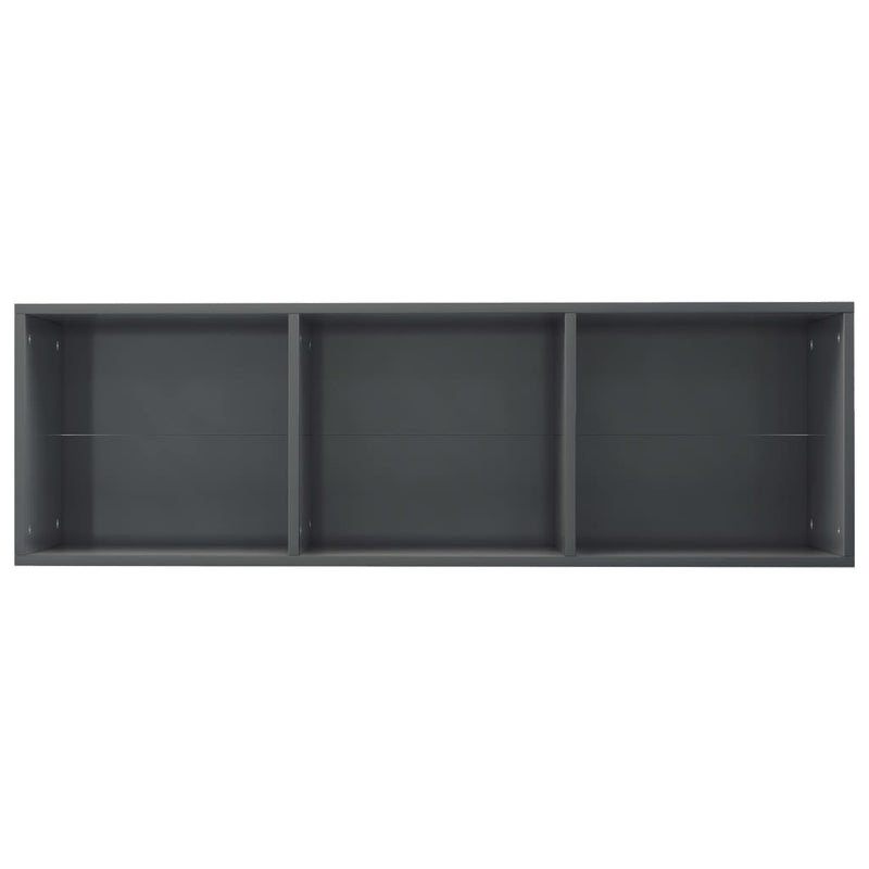 vidaXL magasfényű szürke szerelt fa könyv-/TV-szekrény 36x30x114 cm