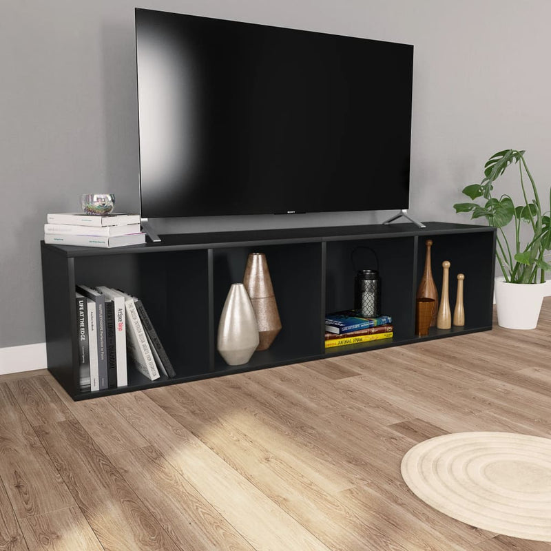 vidaXL fekete szerelt fa könyv-/TV-szekrény 36 x 30 x 143 cm