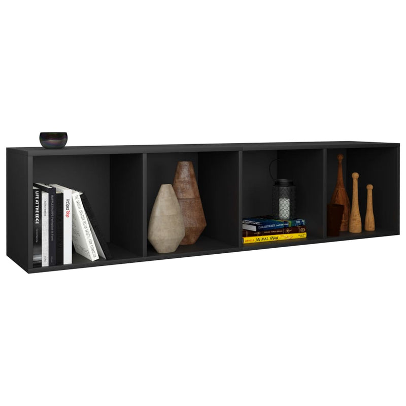vidaXL fekete szerelt fa könyv-/TV-szekrény 36 x 30 x 143 cm