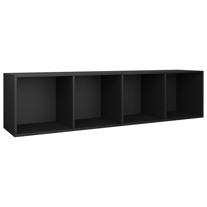vidaXL fekete szerelt fa könyv-/TV-szekrény 36 x 30 x 143 cm