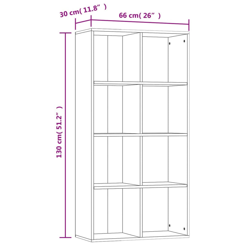 vidaXL betonszürke szerelt fa könyv-/tálalószekrény 66 x 30 x 130 cm