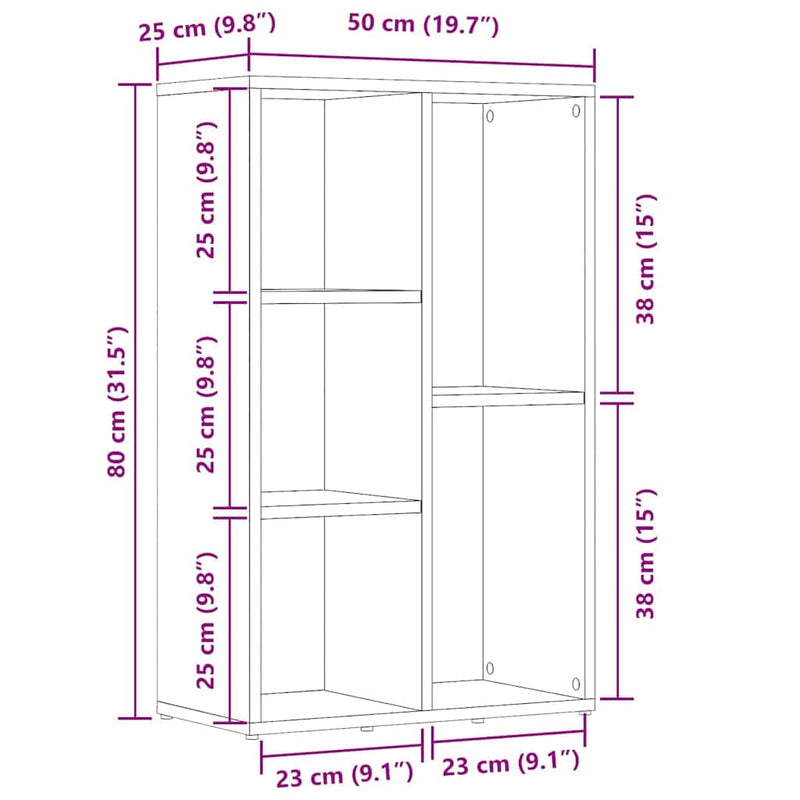 vidaXL fekete szerelt fa könyv-/tálalószekrény 50 x 25 x 80 cm