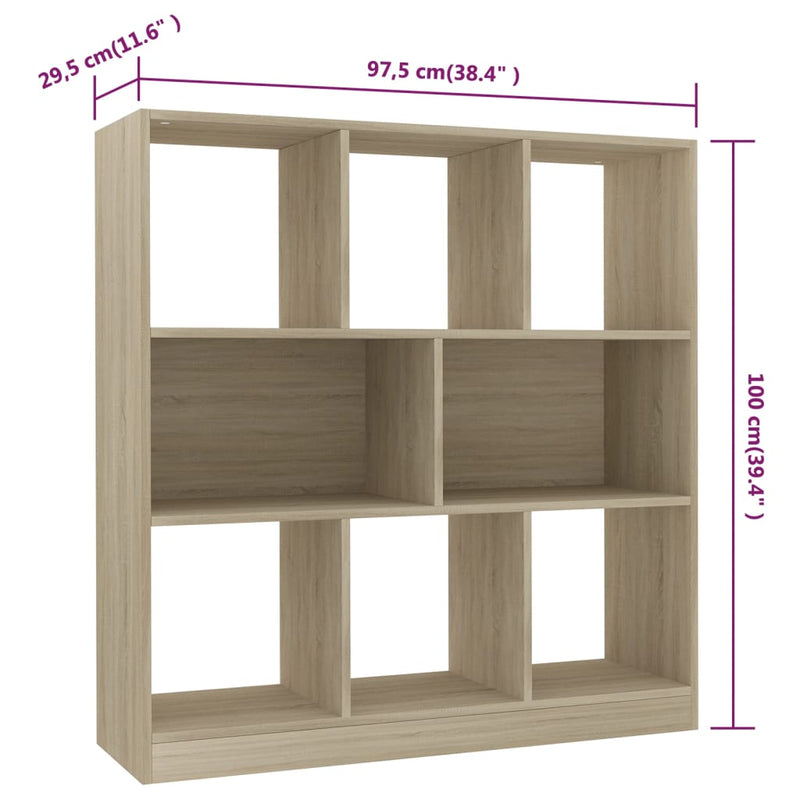 vidaXL sonoma tölgy színű szerelt fa könyvszekrény 97,5x29,5x100 cm
