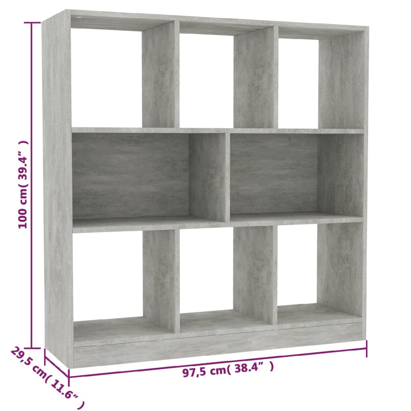 vidaXL betonszürke szerelt fa könyvszekrény 97,5 x 29,5 x 100 cm