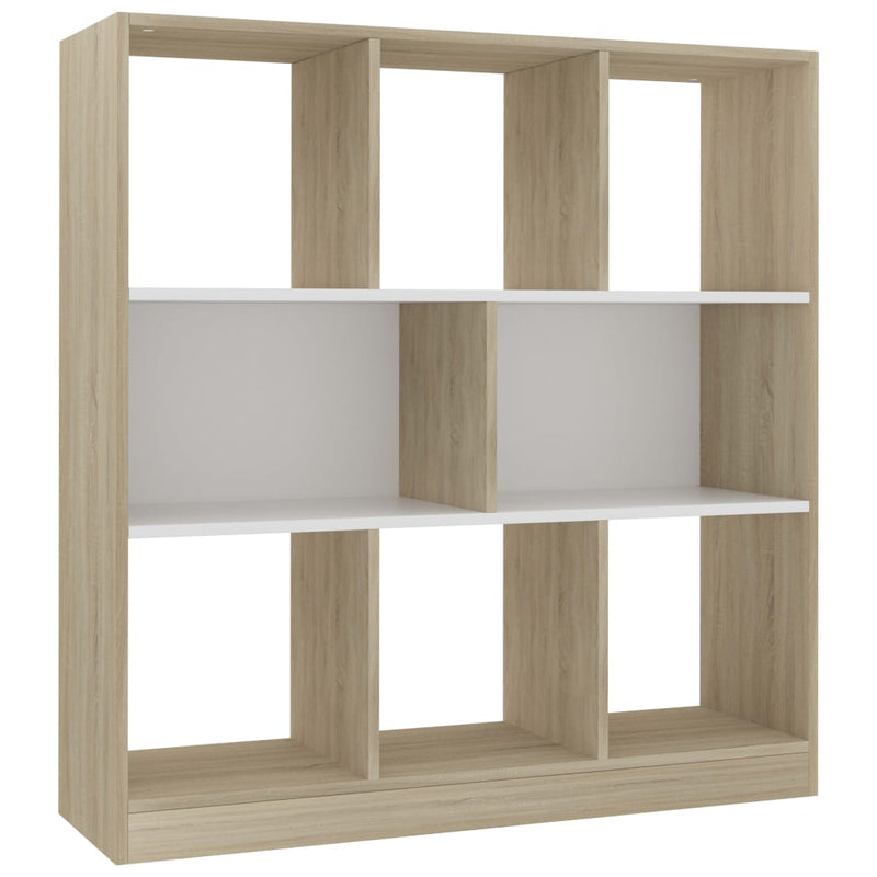 vidaXL fehér-sonoma színű szerelt fa könyvszekrény 97,5x29,5x100 cm