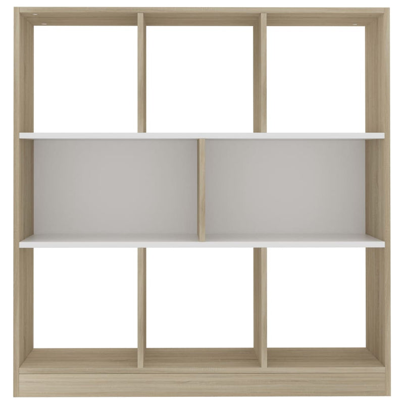 vidaXL fehér-sonoma színű szerelt fa könyvszekrény 97,5x29,5x100 cm